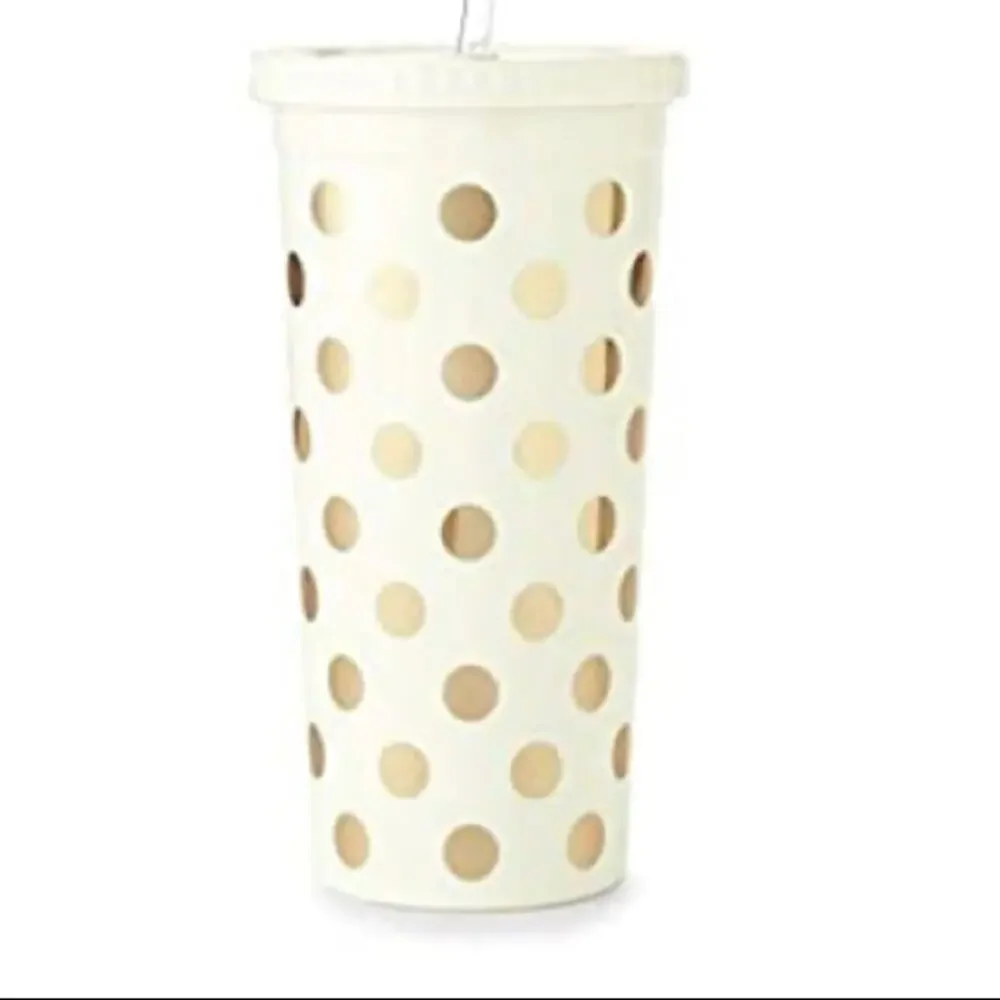 Kate Spade gold polka dot insulated tumbler